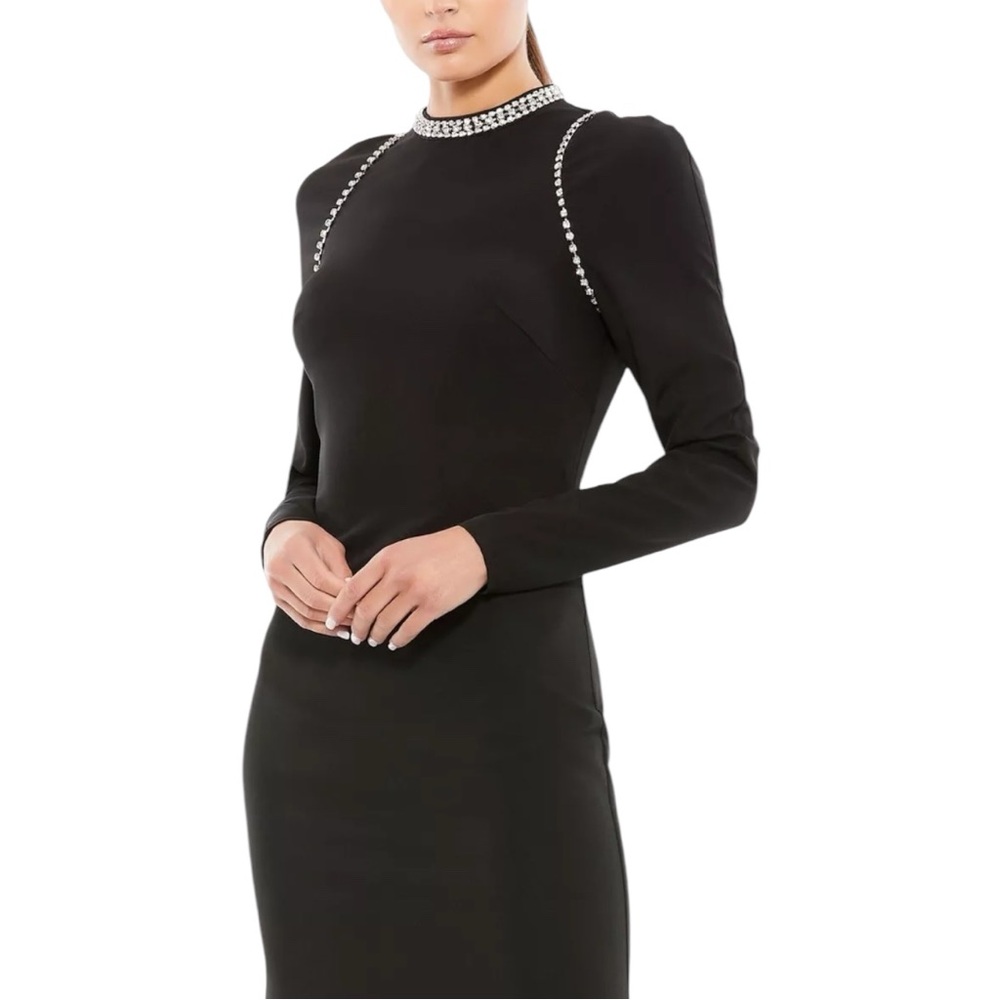 Mac Duggal Ieena Raglan Long Sleeve High Neck Gown - Picture 3 of 8